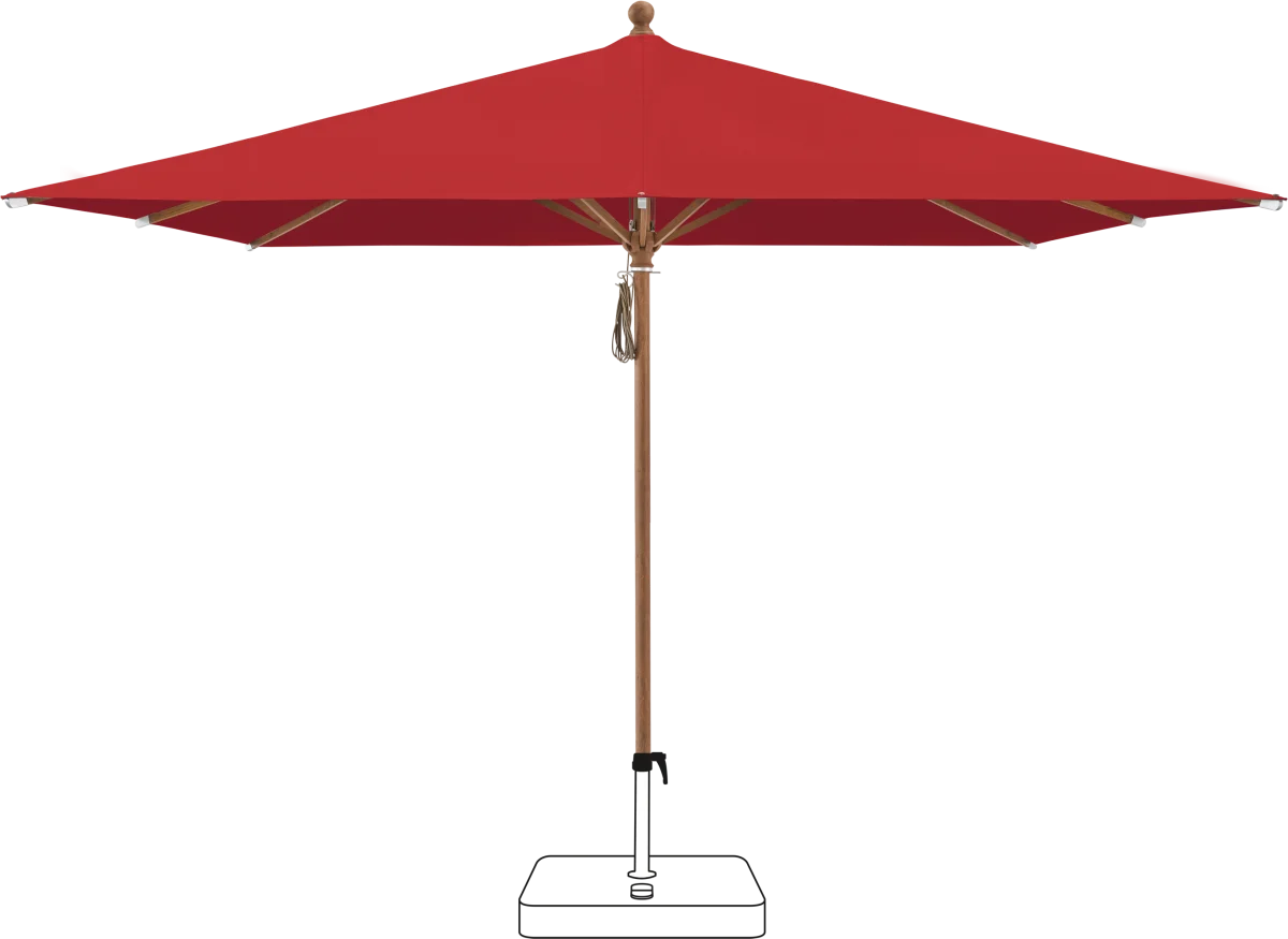 Glatz® Piazza aluminium houtlook stokparasol, in verschillende afmetingen beschikbaar, Keuze uit 66 stofkleuren.
