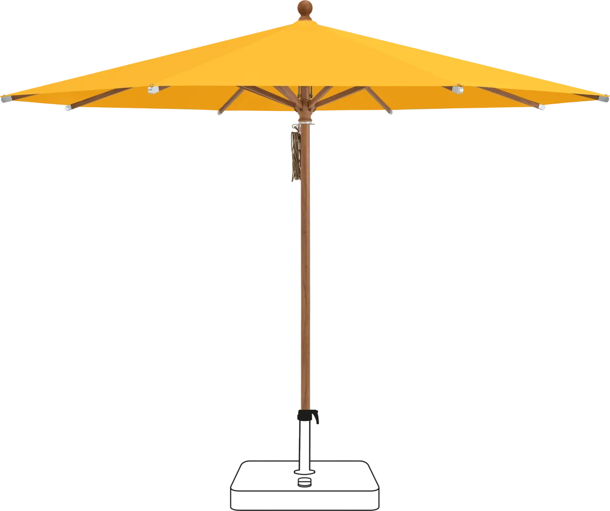 Glatz® Piazza aluminium houtlook stokparasol, in verschillende afmetingen beschikbaar, Keuze uit 66 stofkleuren.