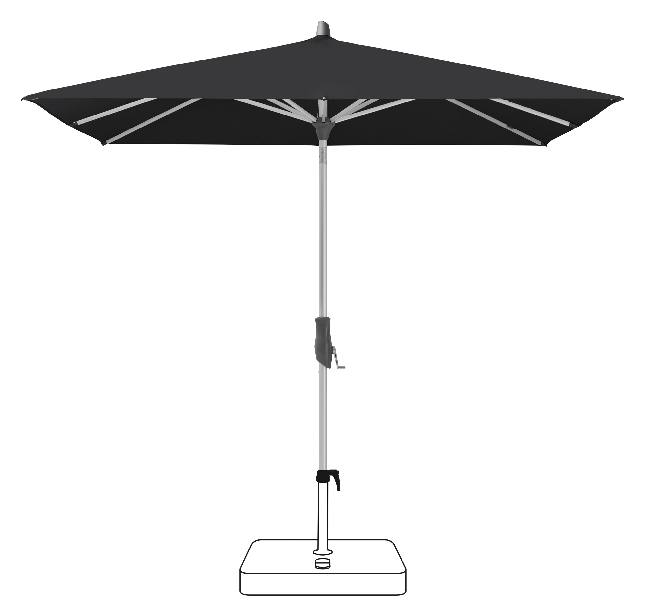 Glatz Alu-Twist kantelbare stokparasol.