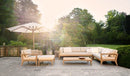 Royal Botania Lounge modulair Royal Botania Zenhit teakhouten drie zits lounge bank met de armleuning rechts of links. Verkrijgbaar in diverse stofferingen.