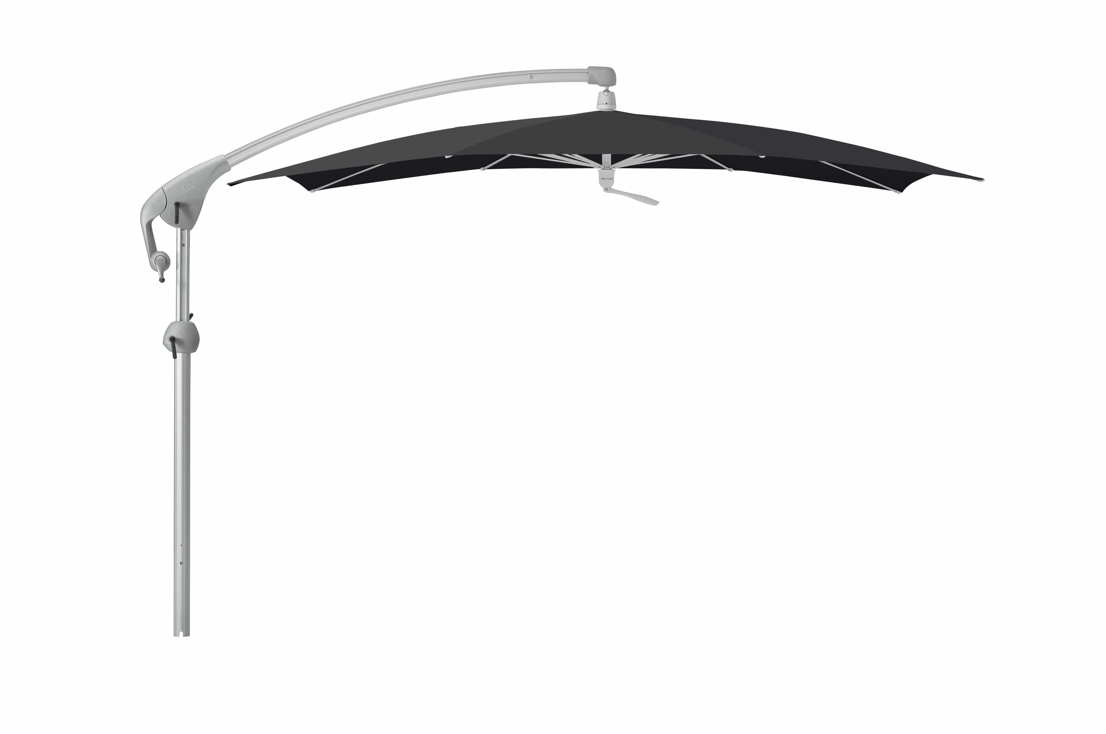 Glatz Zweefparasols Black 615 Glatz Pendalex P+ zweefparasol, in hoogte verstelbaar, kantelbaar, afmeting 285x230cm rechthoekig, Keuze uit 56 stofkleuren.
