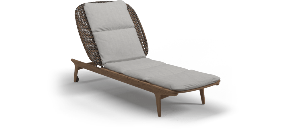 Gloster Ligbedden Gloster Kay lounger, verkrijgbaar in 3 verschillende soorten stofferingen en een hele range aan kleuren.