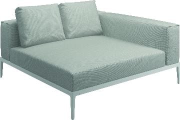 Gloster Lounge modulair Gloster Grid chill unit met arm links, verkrijgbaar in 2 verschillende soorten stofferingen en een hele range aan kleuren.