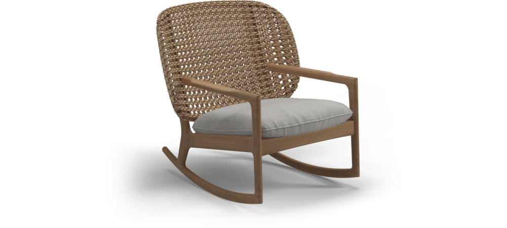 Gloster Lounge stoel Gloster Kay low back rocking chair, verkrijgbaar in 3 verschillende soorten stofferingen en een hele range aan kleuren.