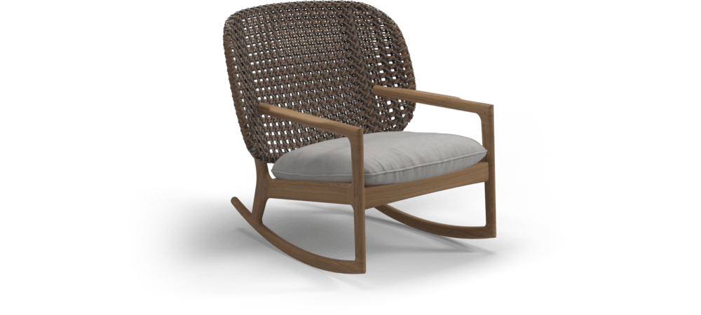 Gloster Lounge stoel Gloster Kay low back rocking chair, verkrijgbaar in 3 verschillende soorten stofferingen en een hele range aan kleuren.