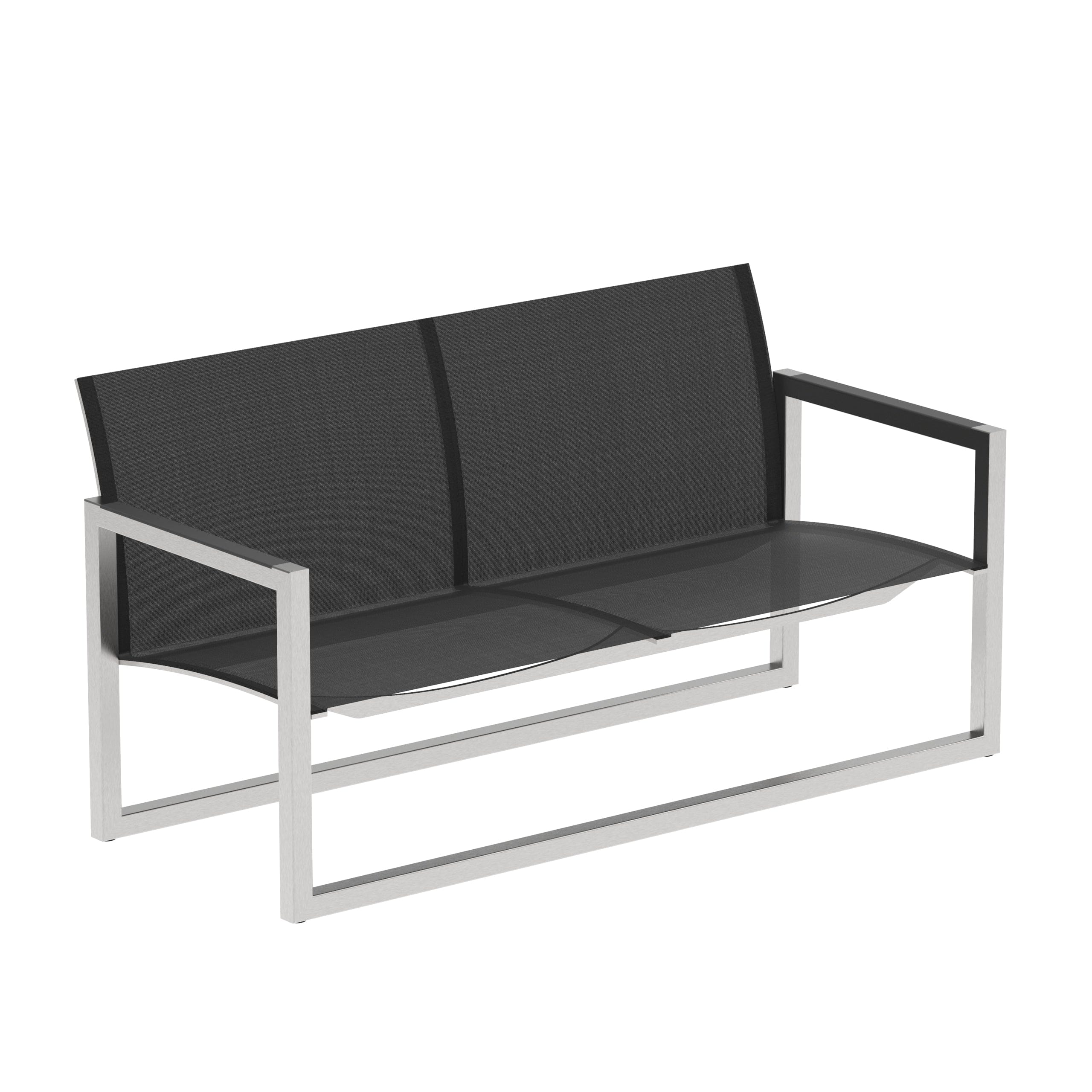 Royal Botania Lounge bank Geborsteld RVS / Zwart / zonder kussen Royal Botania Ninix lage bank, met batyline zitting en rugleuning. Meerdere kleuren mogelijk.