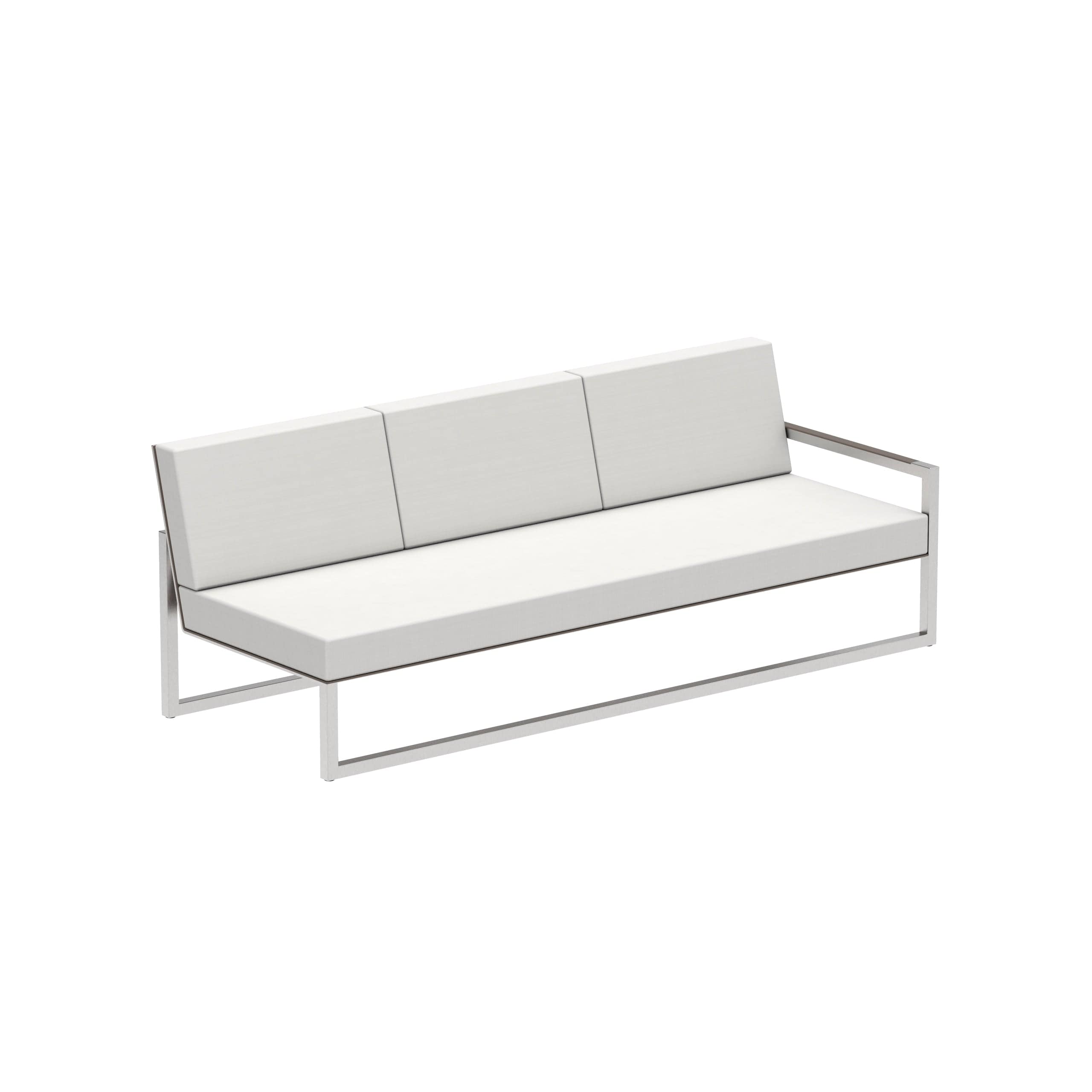 Royal Botania Lounge modulair Geborsteld RVS / Cappucino / Stof categorie C Royal Botania Ninix Lounge modulaire driezitsbank met armleuning links , verkrijgbaar in verschillende kleuren frame's en stofferingen
