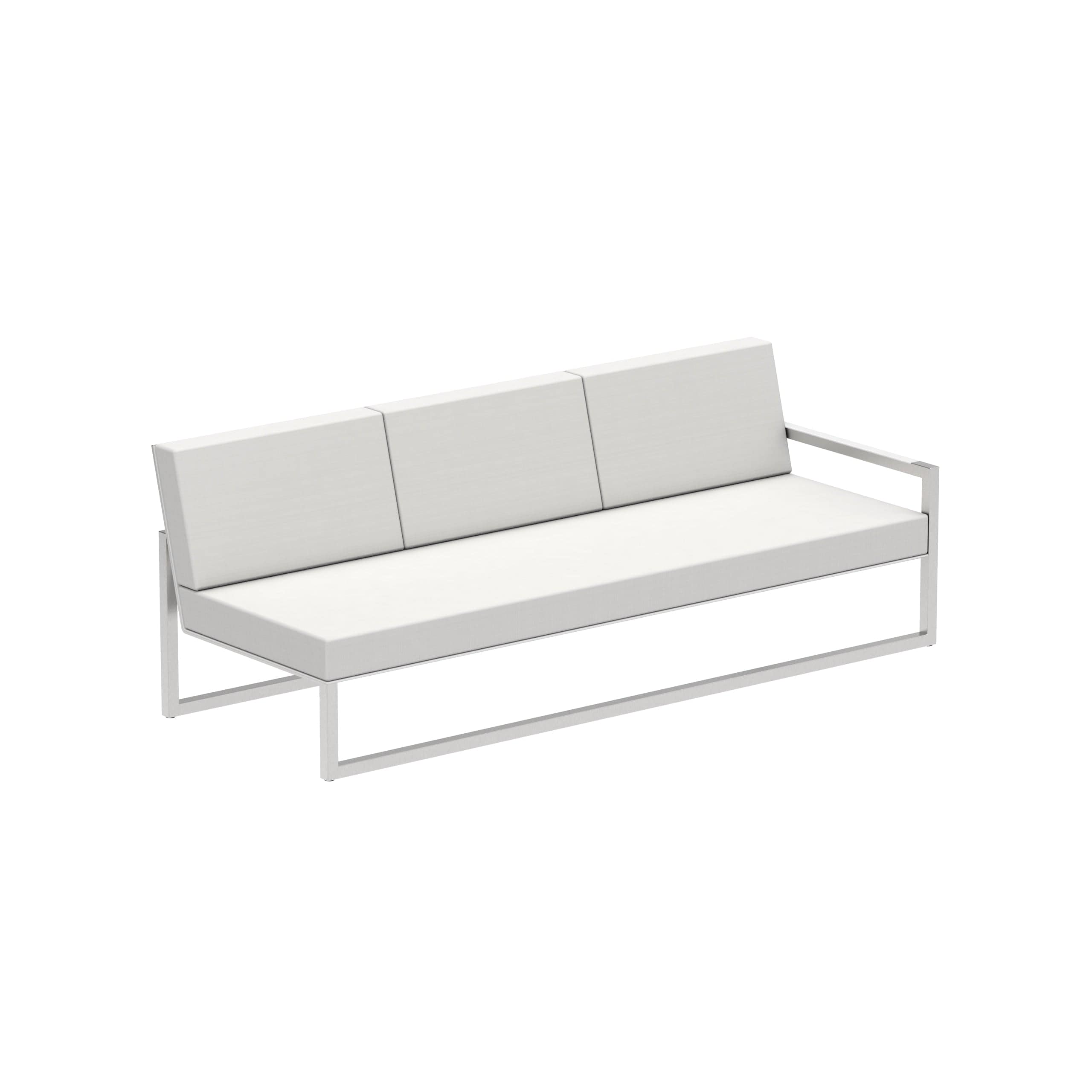 Royal Botania Lounge modulair Geborsteld RVS / Wit / Stof categorie C Royal Botania Ninix Lounge modulaire driezitsbank met armleuning links , verkrijgbaar in verschillende kleuren frame's en stofferingen
