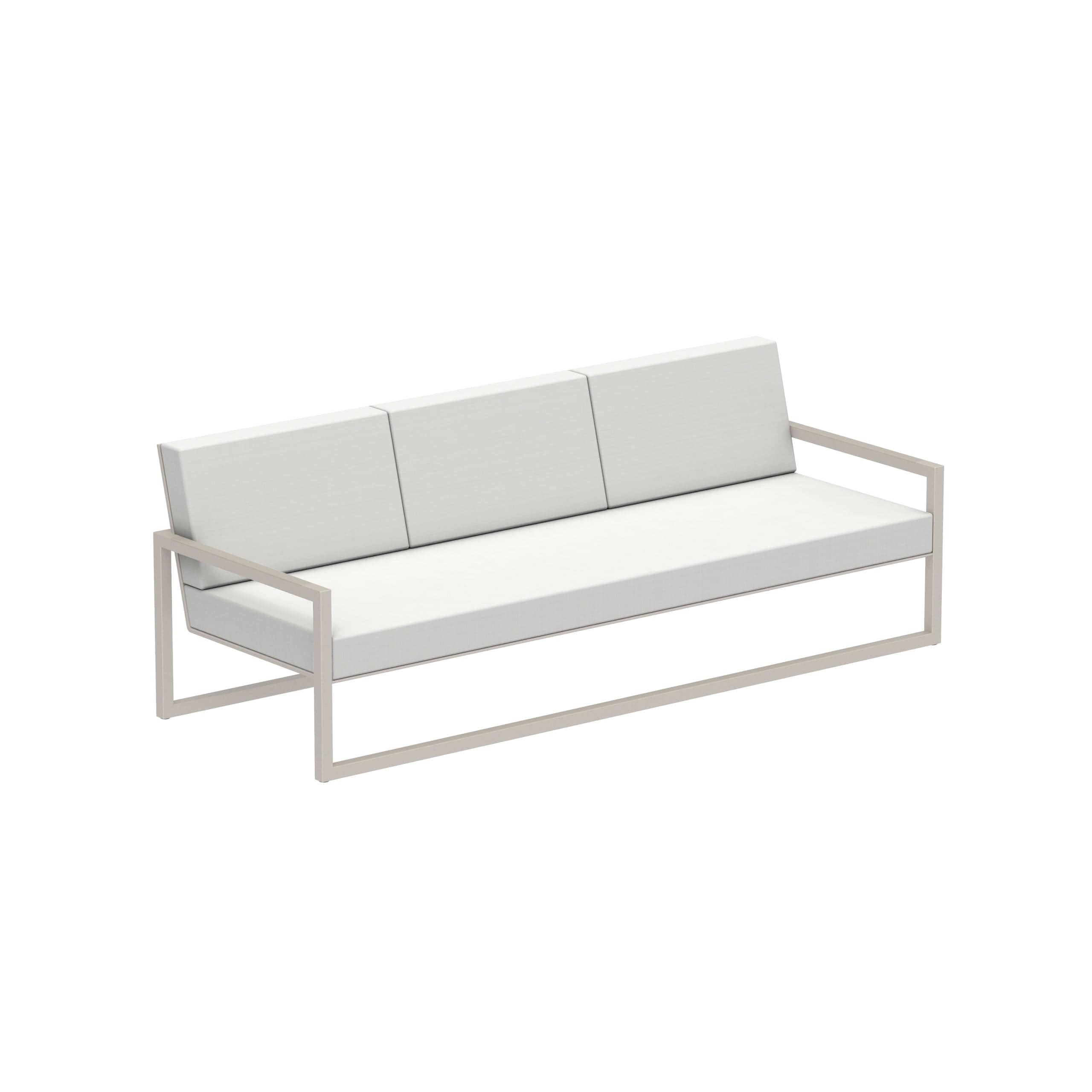Royal Botania Lounge modulair Pebble gepoedercoat aluminium / Pearl Grey / Stof categorie A Royal Botania Ninix Lounge driezitsbank, verkrijgbaar in verschillende kleuren frame's en stofferingen