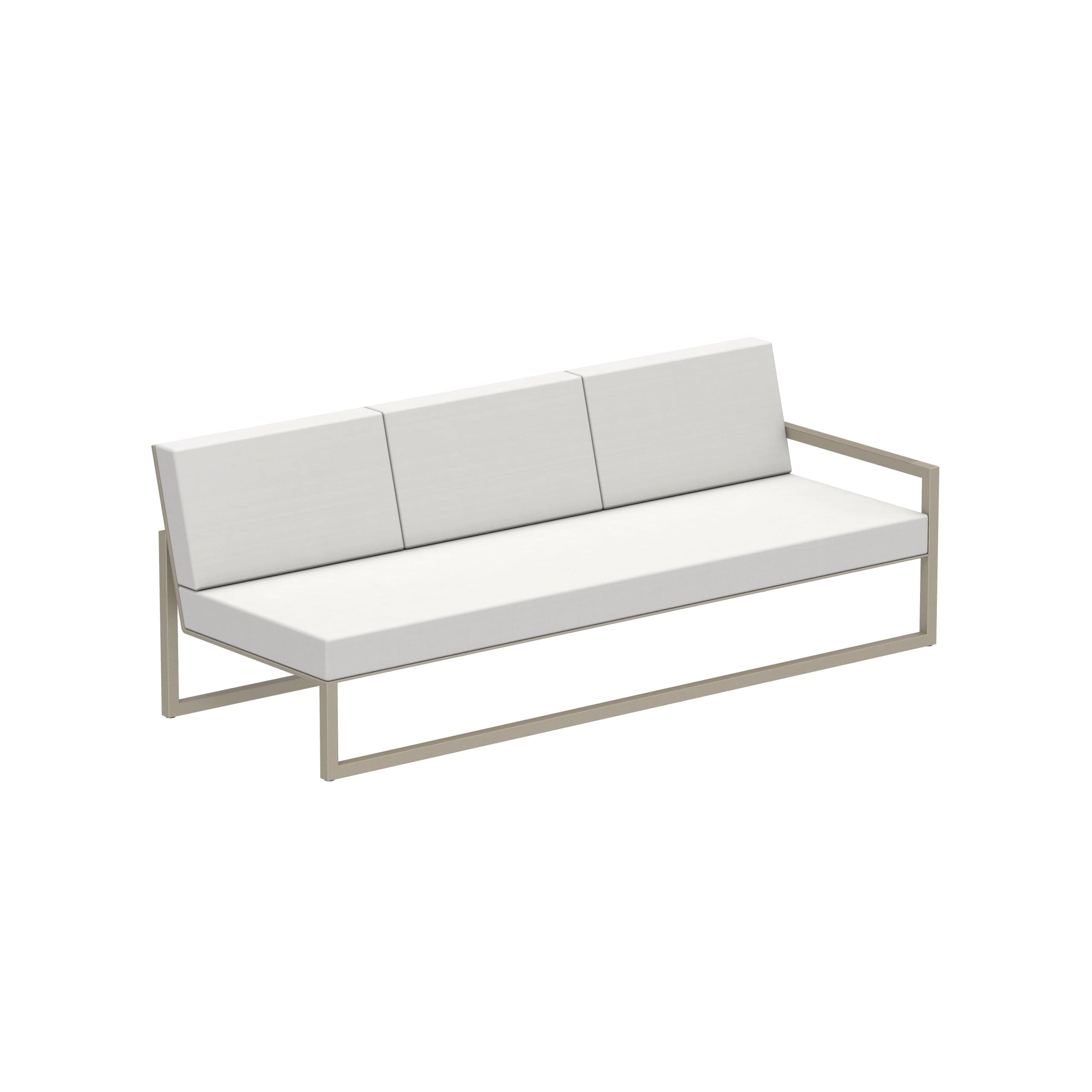 Royal Botania Lounge modulair Sand gepoedercoat aluminium / Pearl Grey / Stof categorie A Royal Botania Ninix Lounge modulaire driezitsbank met armleuning links , verkrijgbaar in verschillende kleuren frame's en stofferingen