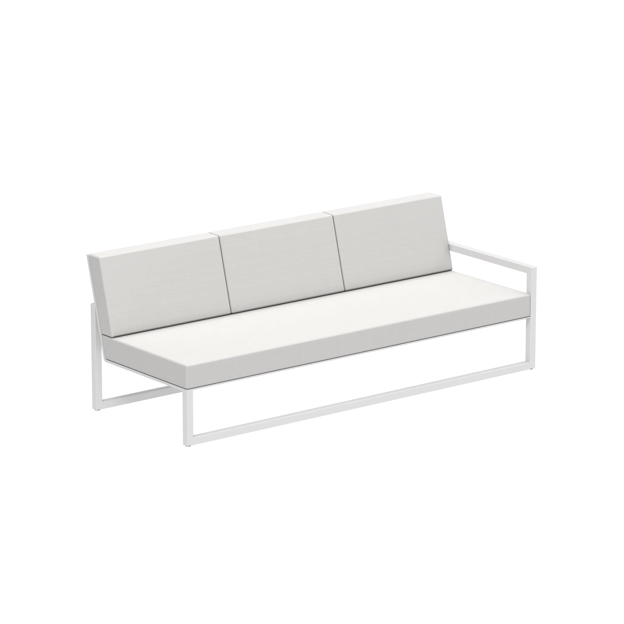 Royal Botania Lounge modulair Wit gepoedercoat aluminium / Wit / Stof categorie A Royal Botania Ninix Lounge modulaire driezitsbank met armleuning links , verkrijgbaar in verschillende kleuren frame's en stofferingen