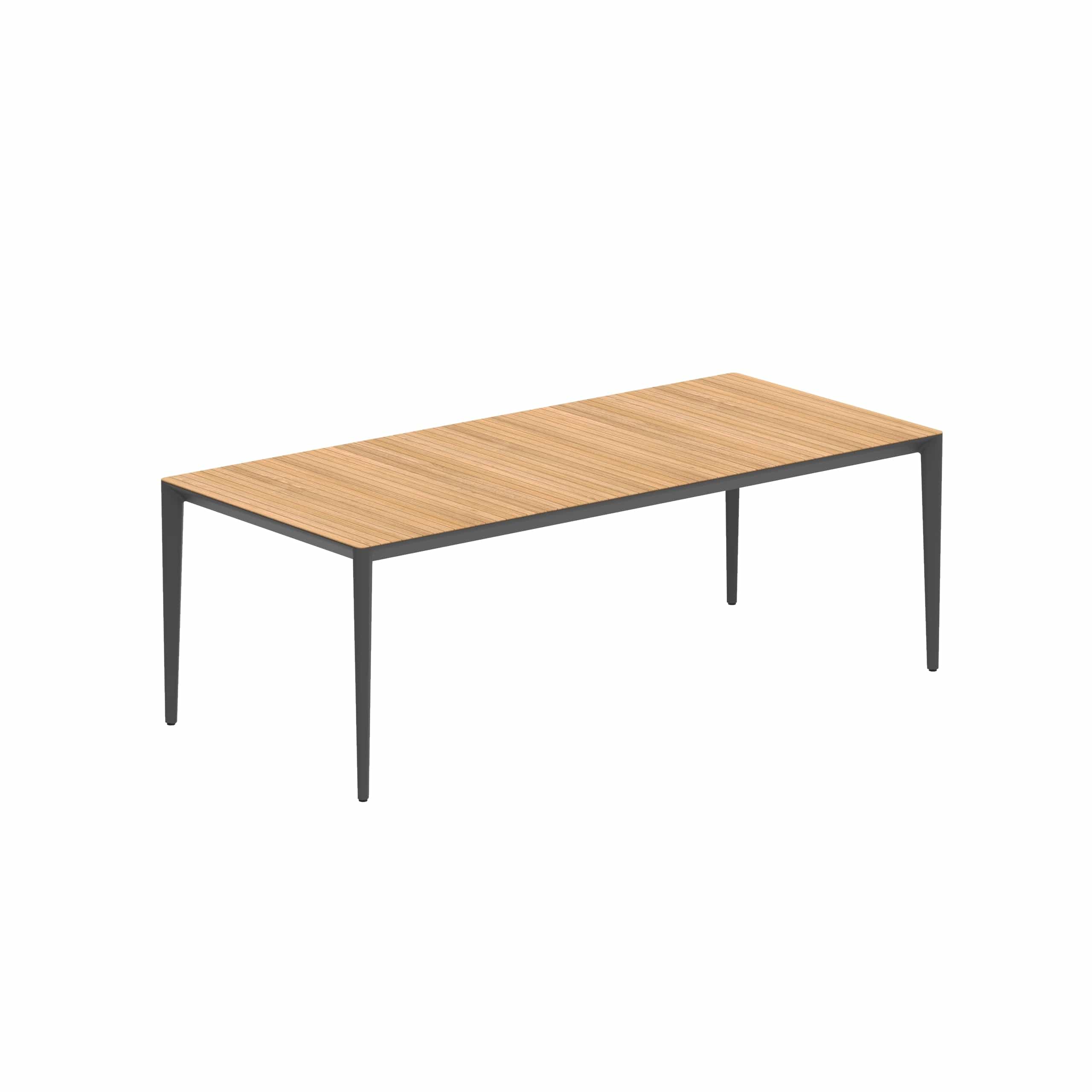 Royal Botania Tafel Gepoedercoat aluminium Antraciet / Teak Royal Botania U-nite Tafel 220x100x75cm. Diverse kleuren frames en tafelbladen mogelijk.