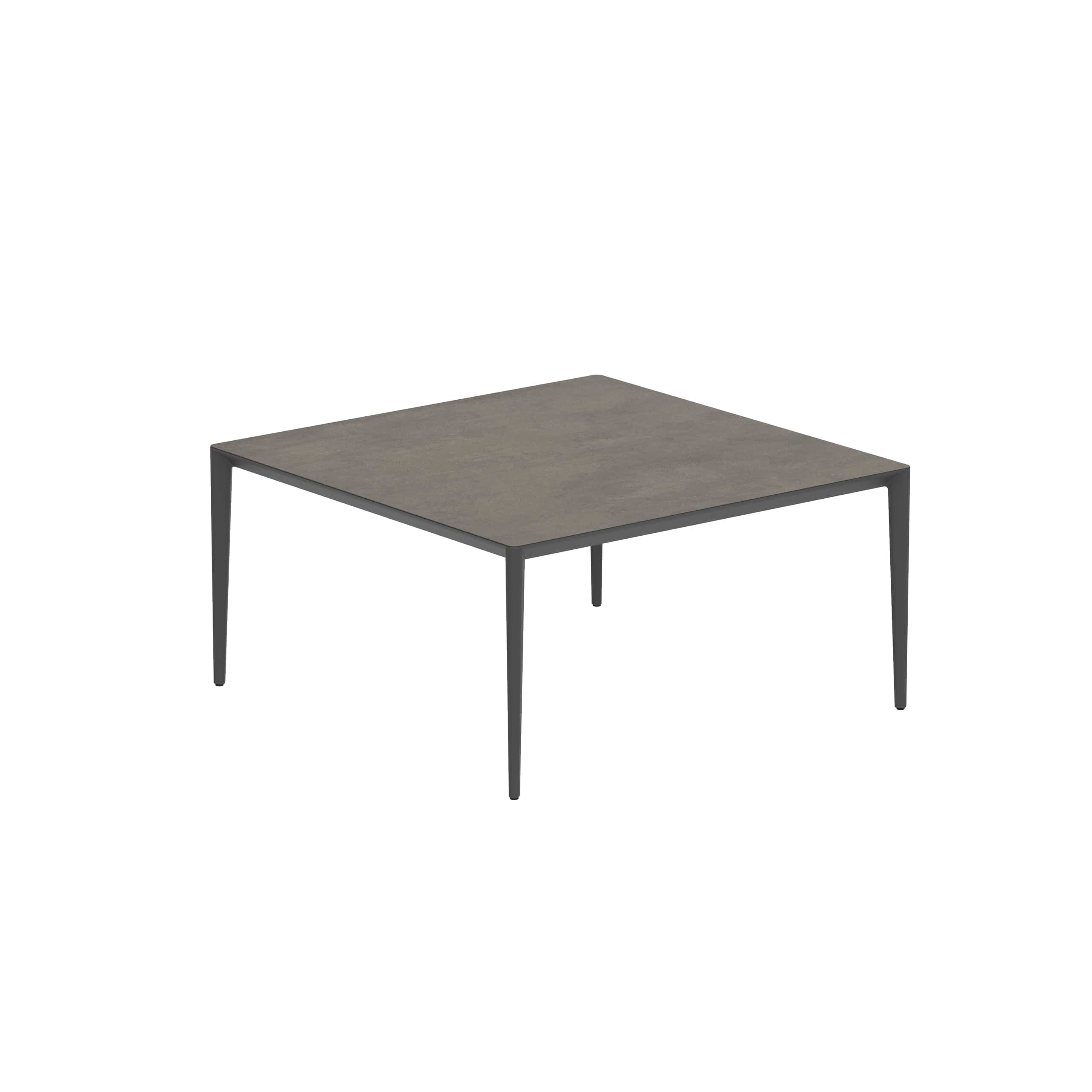 Royal Botania Tafel Gepoedercoat aluminium Antraciet / Terra Marrone Royal Botania U-nite Tafel 150x150x75cm. Diverse kleuren frames en tafelbladen mogelijk.