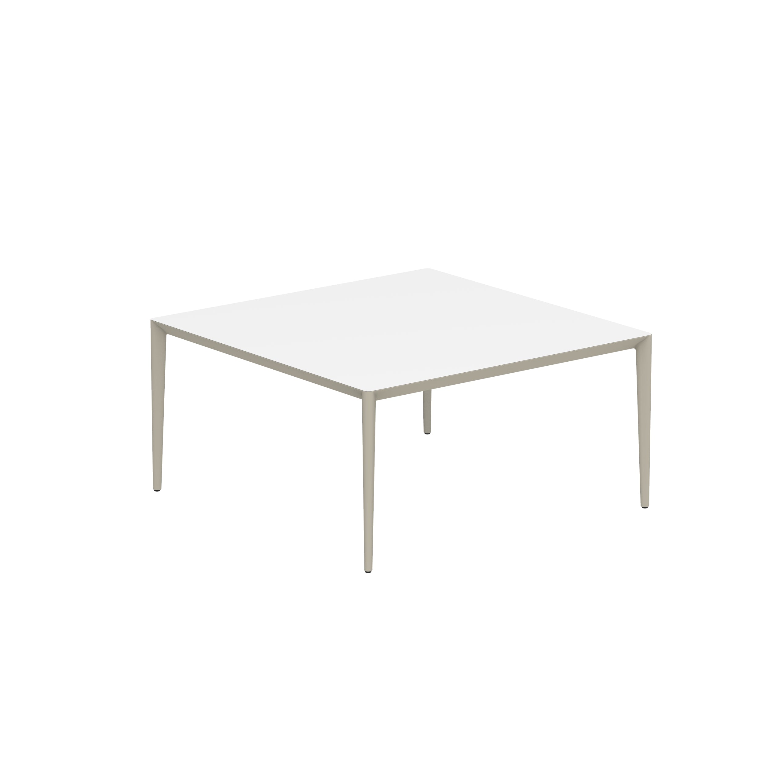 Royal Botania Tafel Gepoedercoat aluminium Pebble / Wit Royal Botania U-nite Tafel 150x150x75cm. Diverse kleuren frames en tafelbladen mogelijk.