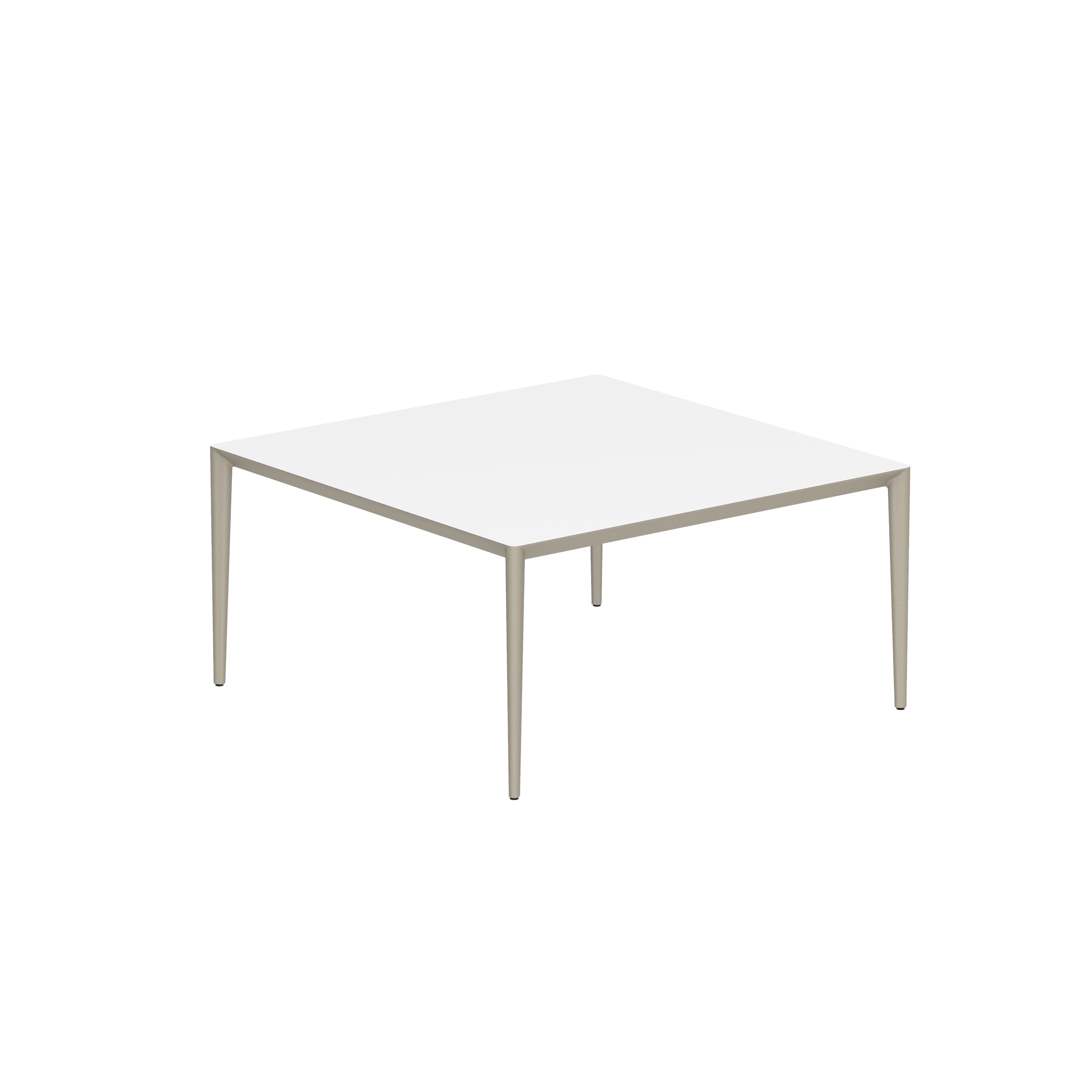 Royal Botania Tafel Gepoedercoat aluminium Sand / Wit Royal Botania U-nite Tafel 150x150x75cm. Diverse kleuren frames en tafelbladen mogelijk.