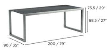 Royal Botania Tafel Royal Botania Ninix tafel 200 x 90 cm, Meerdere kleuren frame en tafelbladen mogelijk.