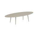 Royal Botania Tafel Royal Botania Styletto tafel 320x140 cm. Verkrijgbaar in 35cm, 50cm, 67cm en 75cm, 92cm en 110cm hoog. Diverse kleuren frames en tafelbladen mogelijk.