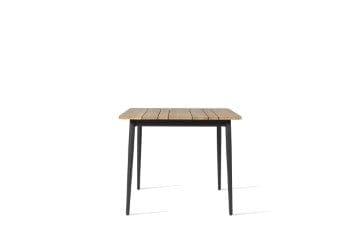 Vincent Sheppard Tafel Teak Vincent Sheppard Leo eettafel 90 x 90. lava kleur frame en teakhouten tafelblad.