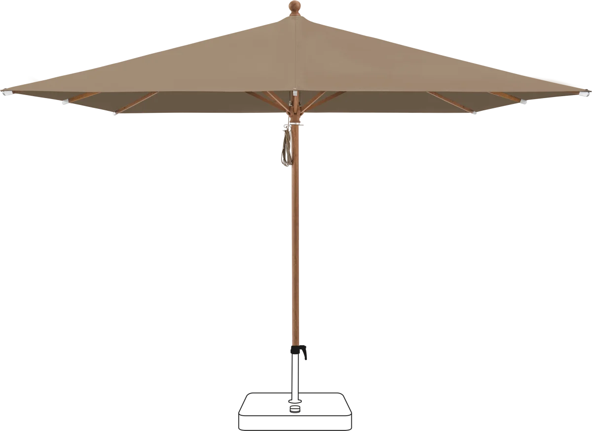Glatz® Piazza aluminium houtlook stokparasol, in verschillende afmetingen beschikbaar, Keuze uit 66 stofkleuren.