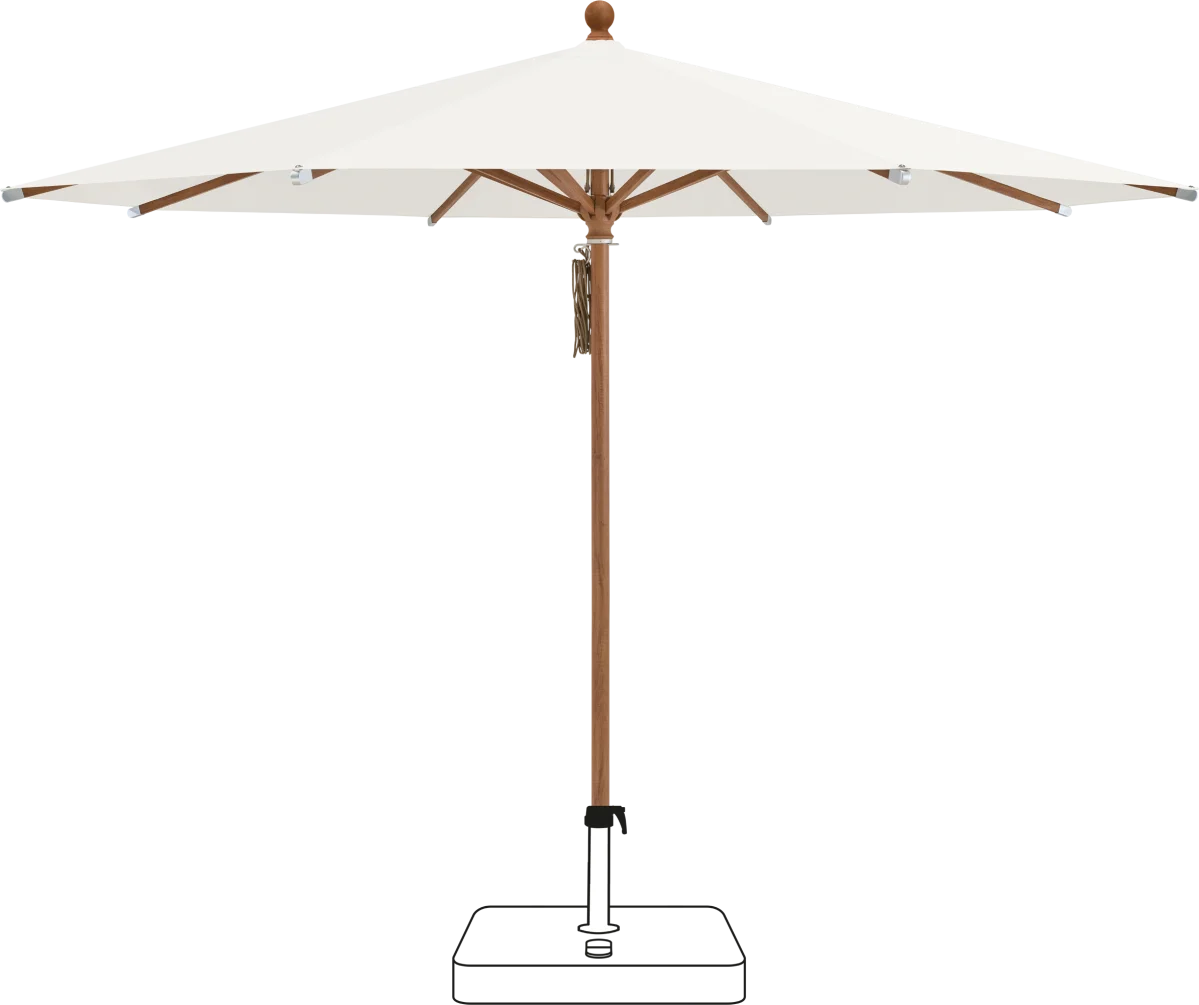 Glatz® Piazza aluminium houtlook stokparasol, in verschillende afmetingen beschikbaar, Keuze uit 66 stofkleuren.