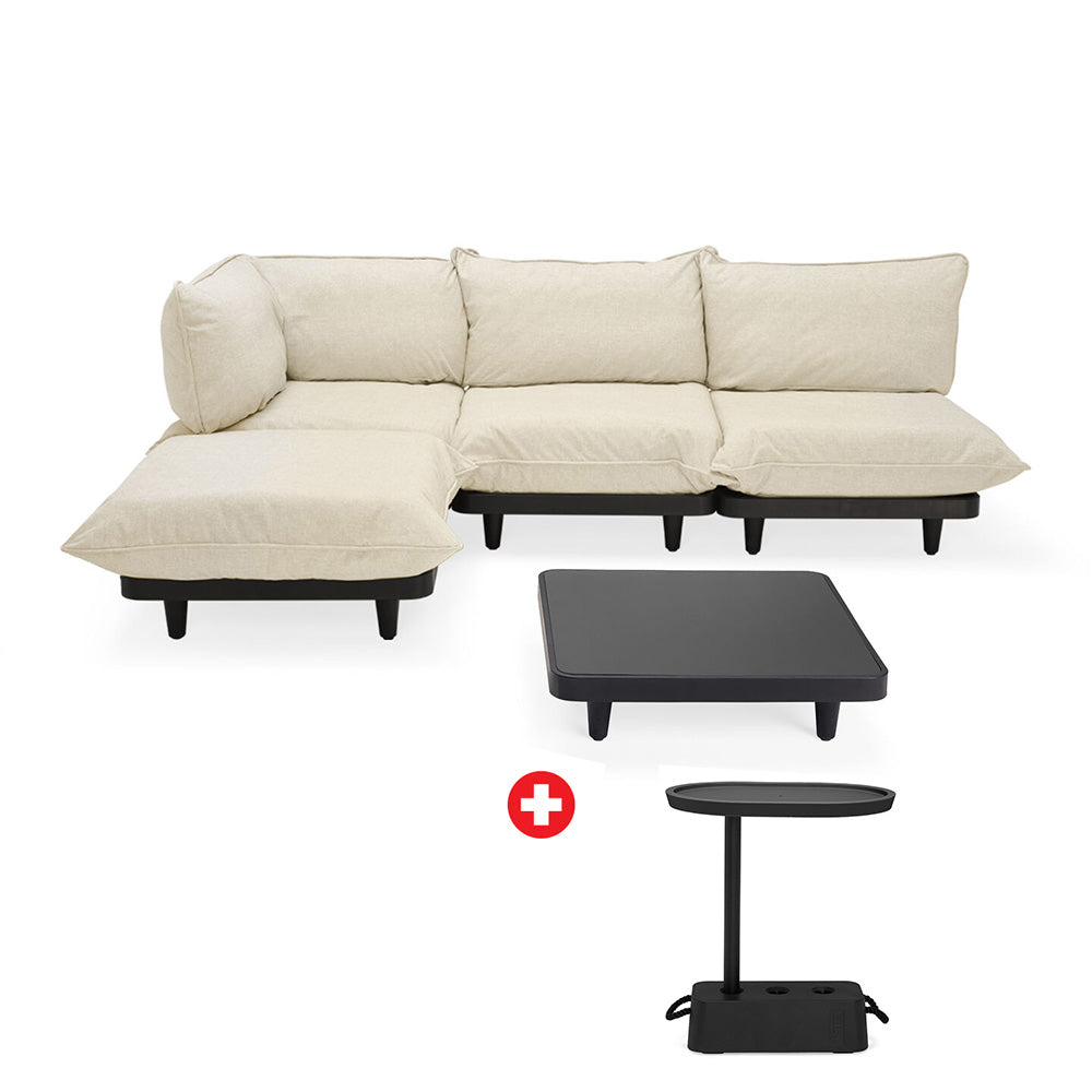 Paletti Large + salontafel + Brick tafel. Fatboy