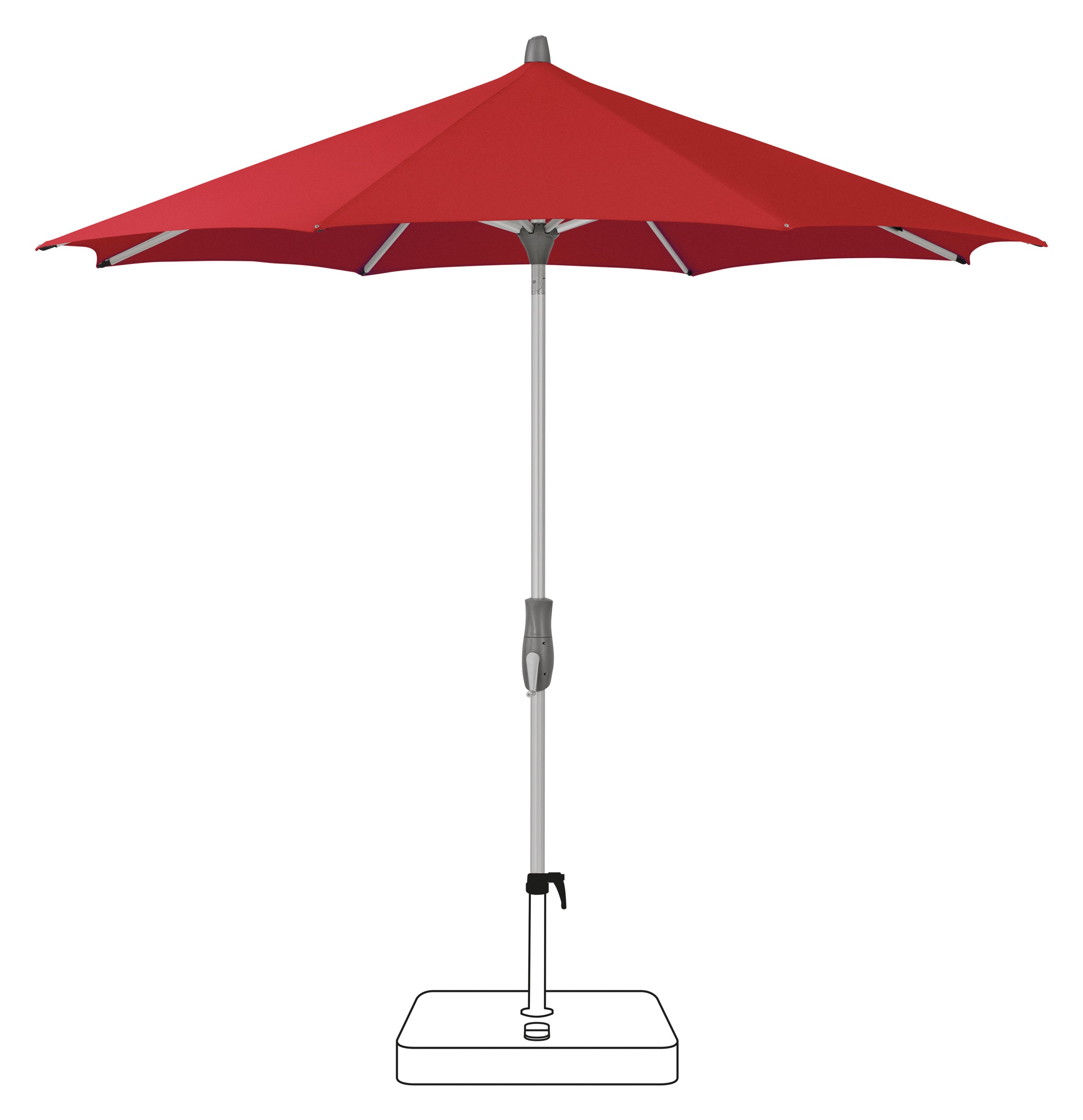 Glatz Alu-Twist kantelbare stokparasol.