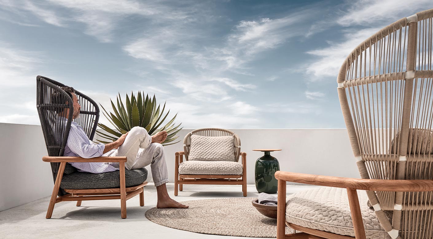 Gloster Fern high back teak lounge 2 zits bank