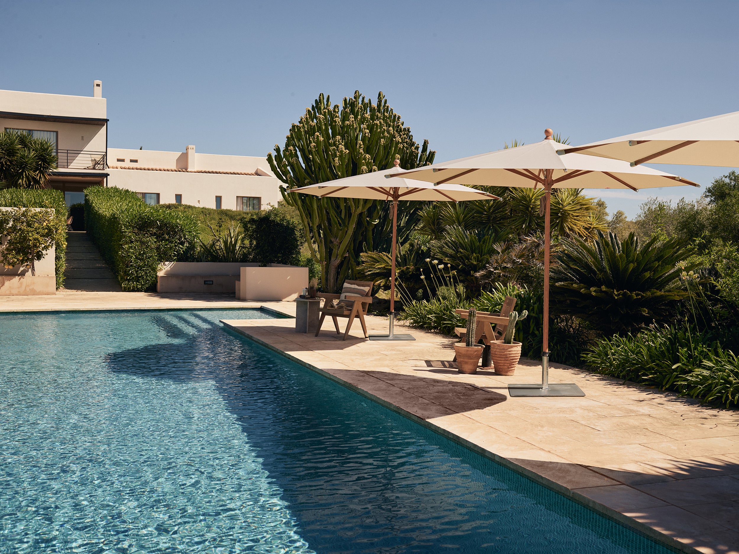 Glatz® Piazza aluminium houtlook stokparasol, in verschillende afmetingen beschikbaar, Keuze uit 66 stofkleuren.