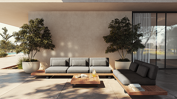 Jati & Kebon, Truro 3 zits loungemodule, verkrijgbaar met verschillende kleuren kussens