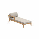 Royal Botania Lounge modulair Zit en rug kussen in categorie A Royal Botania Zenhit teakhouten Daybed met armleuning links of rechts. Verkrijgbaar in diverse stofferingen.