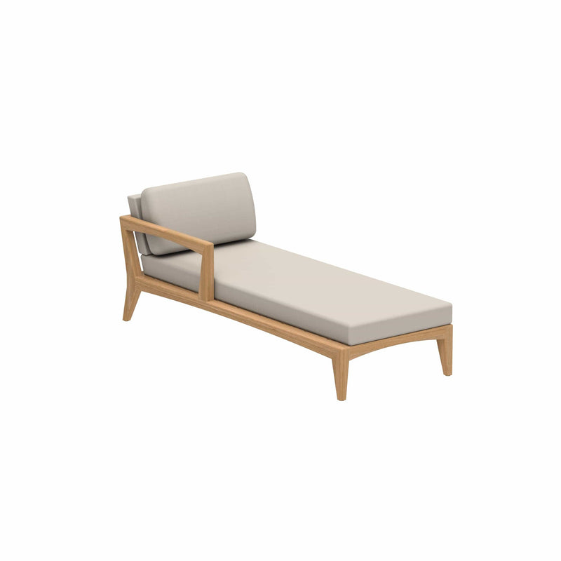 Royal Botania Lounge modulair Zit en rug kussen in categorie A Royal Botania Zenhit teakhouten Daybed met armleuning links of rechts. Verkrijgbaar in diverse stofferingen.