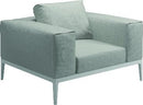 Gloster Grid lounge stoel, verkrijgbaar in 2 verschillende soorten stofferingen en een hele range aan kleuren.