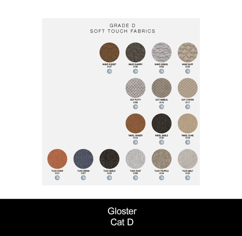 Gloster Kay voetenbank, verkrijgbaar in 3 verschillende soorten stofferingen en een hele range aan kleuren.