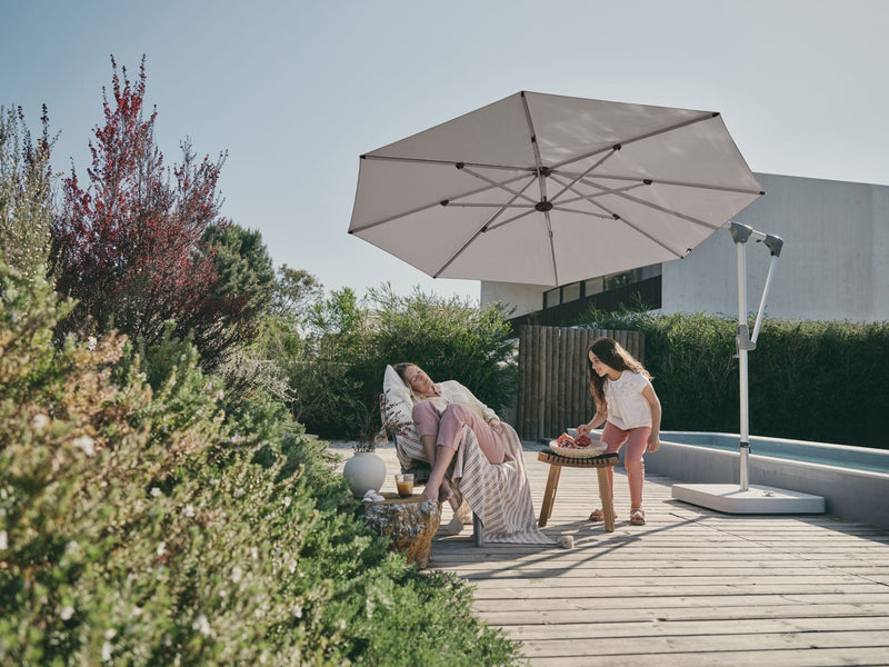 Glatz Zweefparasols Glatz Sunwing Casa zweefparasol, in verschillende afmetingen beschikbaar, keuze uit 69 stofkleuren en twee kleuren frame's