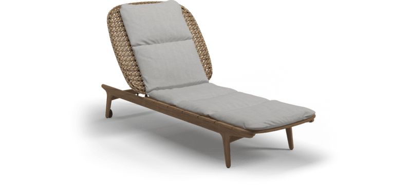 Gloster Ligbedden Gloster Kay lounger, verkrijgbaar in 3 verschillende soorten stofferingen en een hele range aan kleuren.