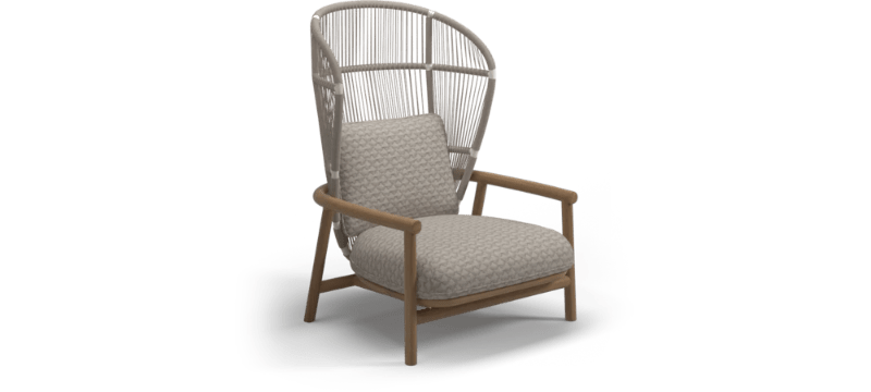 Gloster Lounge stoel Gloster Fern high back lounge chair, verkrijgbaar in 3 verschillende soorten stofferingen en een hele range aan kleuren.