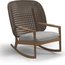 Gloster Lounge stoel Gloster Kay high back rocking chair, verkrijgbaar in 3 verschillende soorten stofferingen en een hele range aan kleuren.