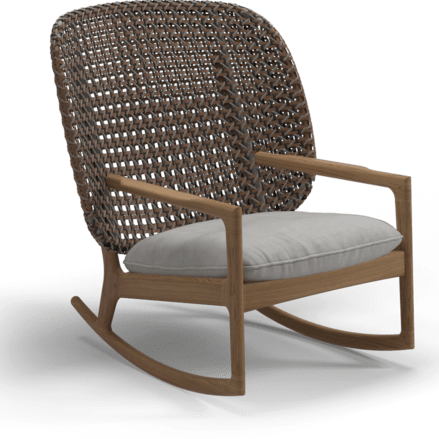 Gloster Lounge stoel Gloster Kay high back rocking chair, verkrijgbaar in 3 verschillende soorten stofferingen en een hele range aan kleuren.