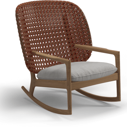 Gloster Lounge stoel Gloster Kay high back rocking chair, verkrijgbaar in 3 verschillende soorten stofferingen en een hele range aan kleuren.