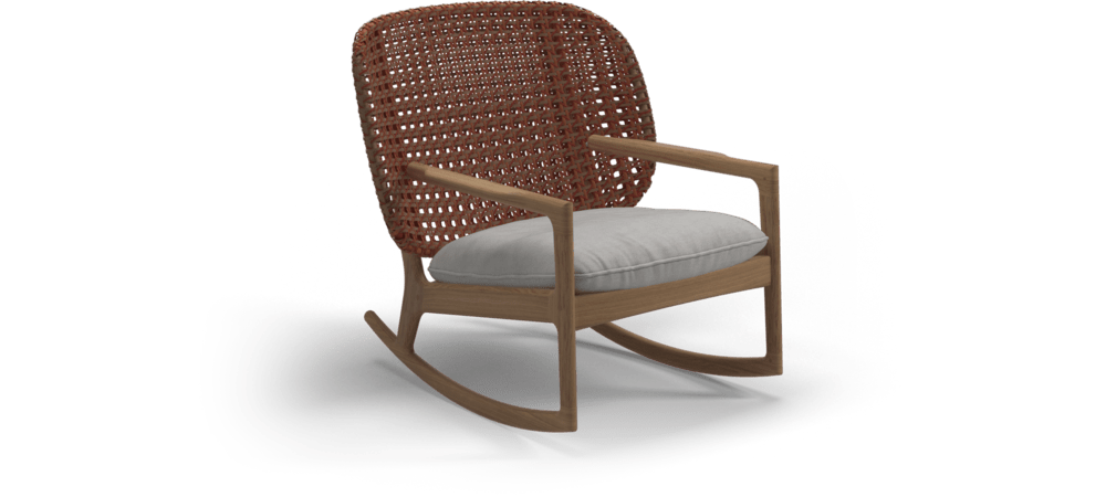 Gloster Lounge stoel Gloster Kay low back rocking chair, verkrijgbaar in 3 verschillende soorten stofferingen en een hele range aan kleuren.