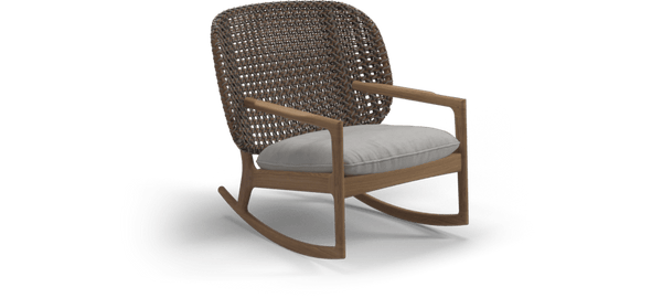 Gloster Lounge stoel Gloster Kay low back rocking chair, verkrijgbaar in 3 verschillende soorten stofferingen en een hele range aan kleuren.