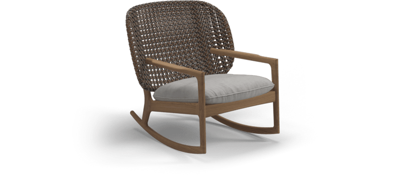 Gloster Lounge stoel Gloster Kay low back rocking chair, verkrijgbaar in 3 verschillende soorten stofferingen en een hele range aan kleuren.