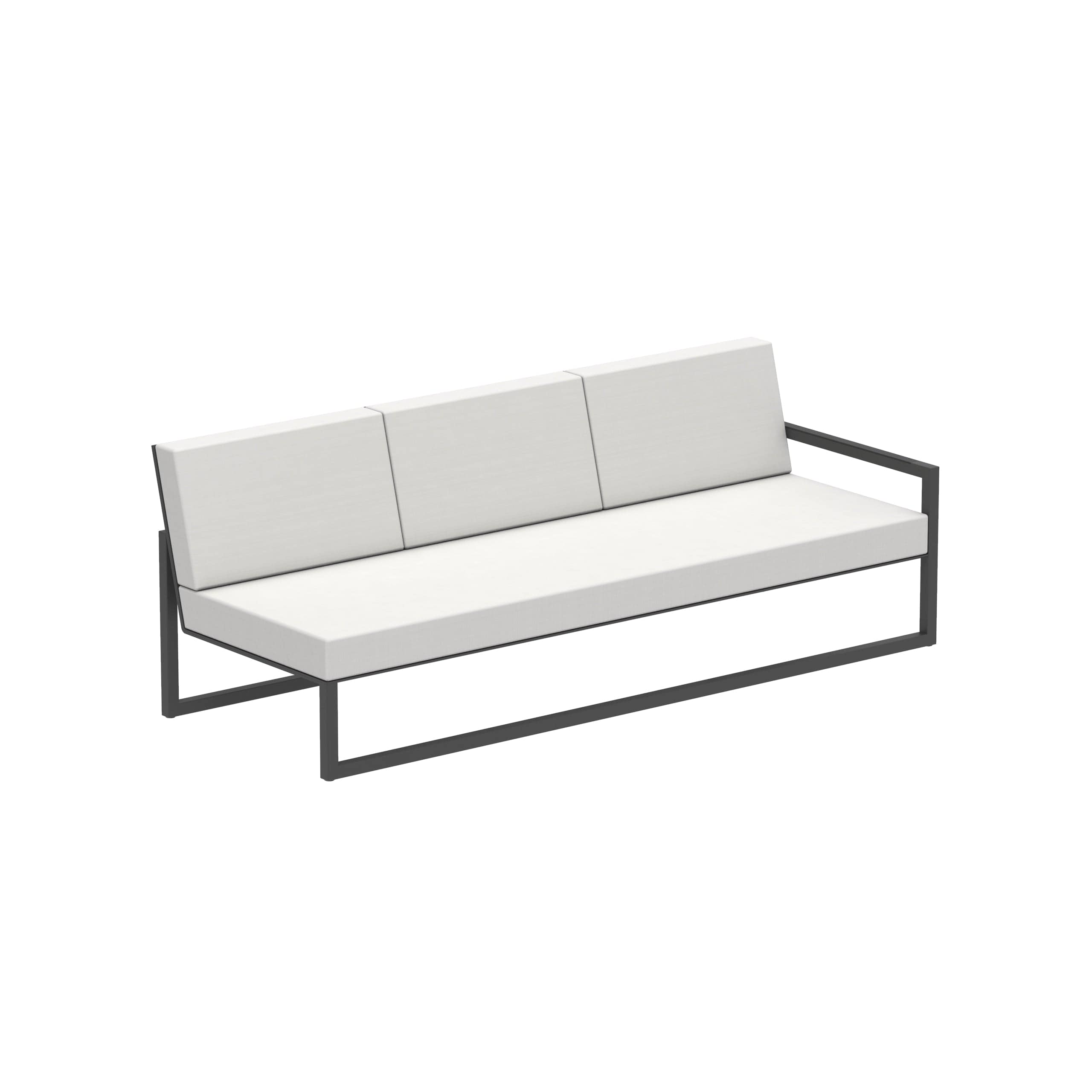 Royal Botania Lounge modulair Antraciet gepoedercoat aluminium / Zwart / Stof categorie A Royal Botania Ninix Lounge modulaire driezitsbank met armleuning links , verkrijgbaar in verschillende kleuren frame's en stofferingen