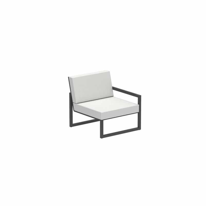 Royal Botania Lounge modulair Antraciet gepoedercoat aluminium / Zwart / Stof categorie A Royal Botania Ninix Lounge modulaire module met armleuning links, verkrijgbaar in verschillende kleuren frame's en stofferingen