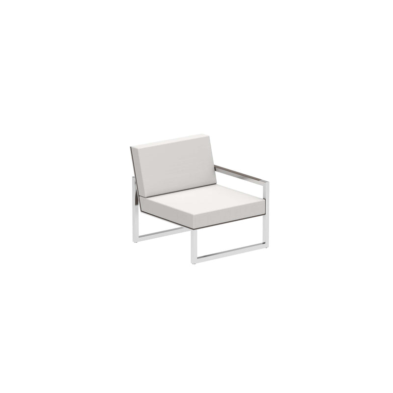 Royal Botania Lounge modulair Electro Polished RVS / Cappucino / Stof categorie B Royal Botania Ninix Lounge modulaire module met armleuning links, verkrijgbaar in verschillende kleuren frame's en stofferingen