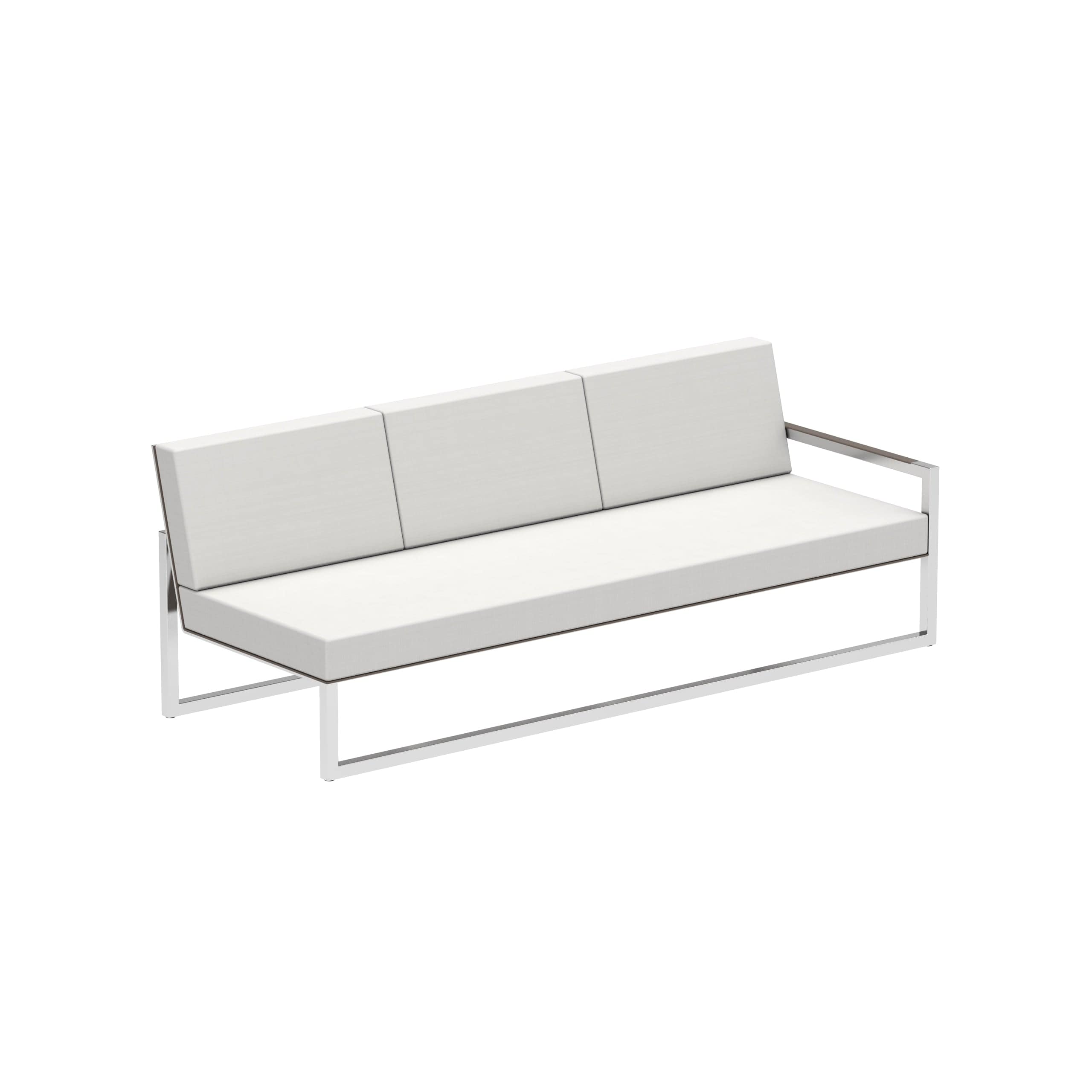 Royal Botania Lounge modulair Electro Polished RVS / Cappucino / Stof categorie C Royal Botania Ninix Lounge modulaire driezitsbank met armleuning links , verkrijgbaar in verschillende kleuren frame's en stofferingen