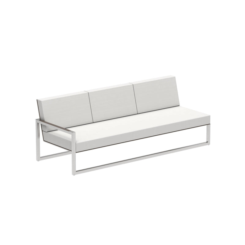 Royal Botania Lounge modulair Geborsteld RVS / Cappucino / Stof categorie A Royal Botania Ninix Lounge modulaire driezitsbank met armleuning rechts , verkrijgbaar in verschillende kleuren frame's en stofferingen