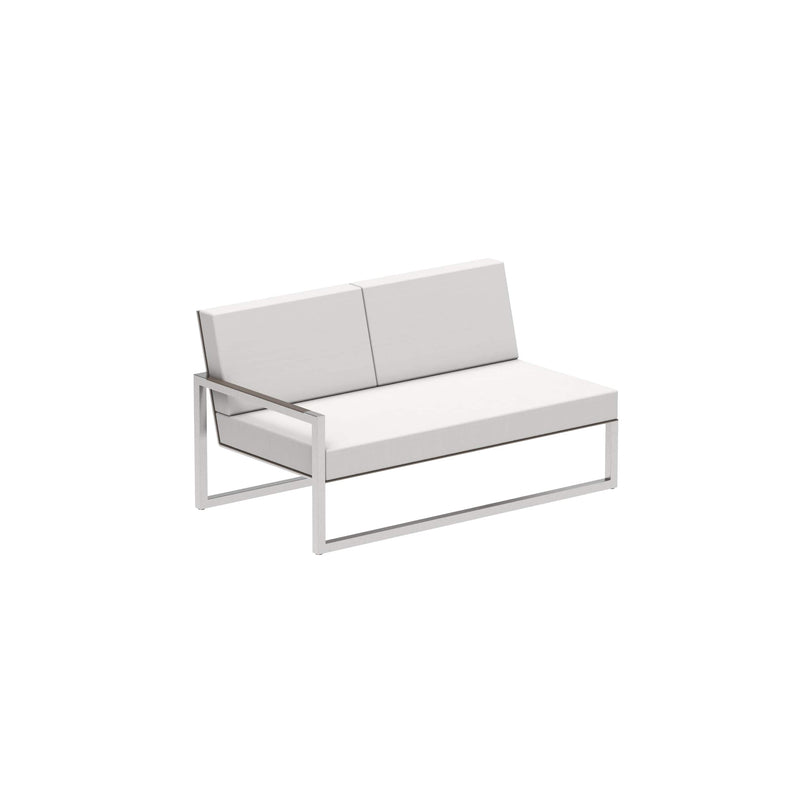 Royal Botania Lounge modulair Geborsteld RVS / Cappucino / Stof categorie A Royal Botania Ninix Lounge modulaire twee zitsbank met armleuning rechts, verkrijgbaar in verschillende kleuren frame's en stofferingen