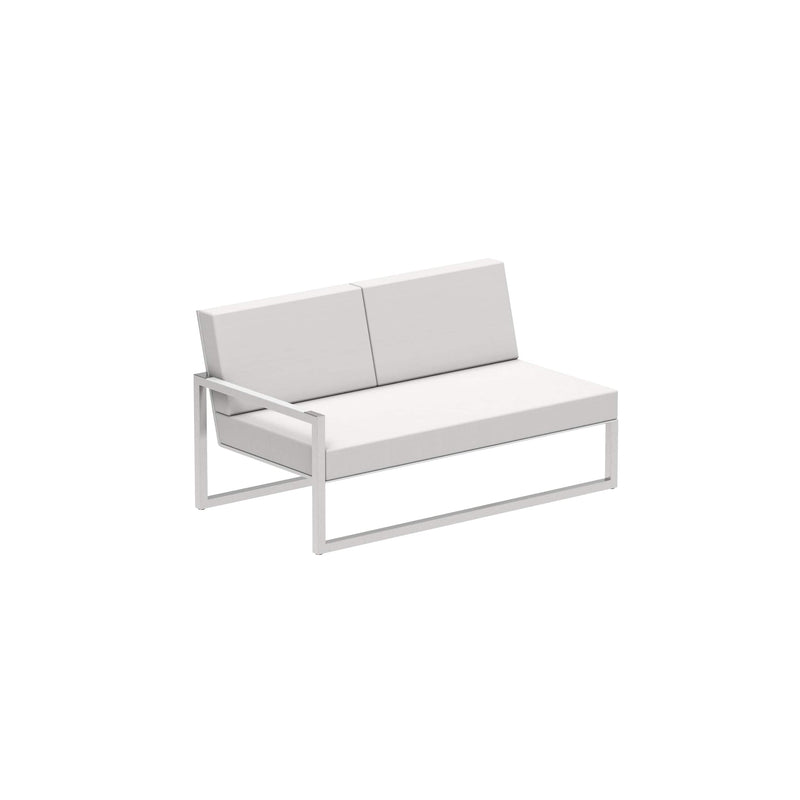 Royal Botania Lounge modulair Geborsteld RVS / Wit / Stof categorie C Royal Botania Ninix Lounge modulaire twee zitsbank met armleuning rechts, verkrijgbaar in verschillende kleuren frame's en stofferingen