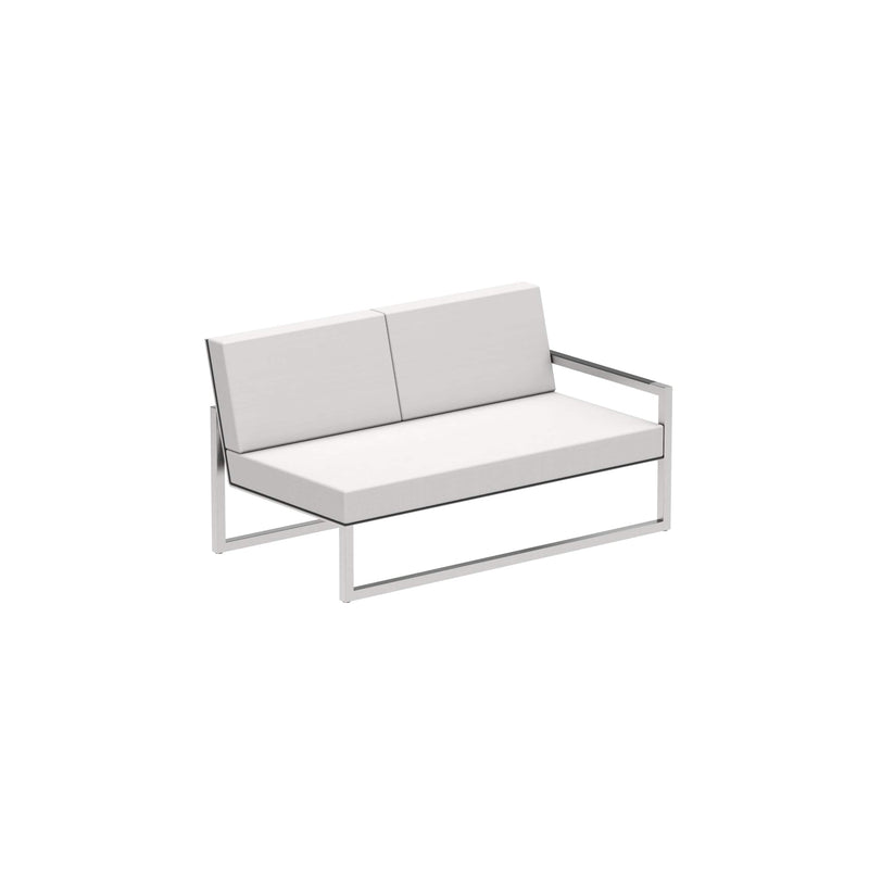 Royal Botania Lounge modulair Geborsteld RVS / Zwart / Stof categorie A Royal Botania Ninix Lounge modulaire twee zitsbank met armleuning links, verkrijgbaar in verschillende kleuren frame's en stofferingen